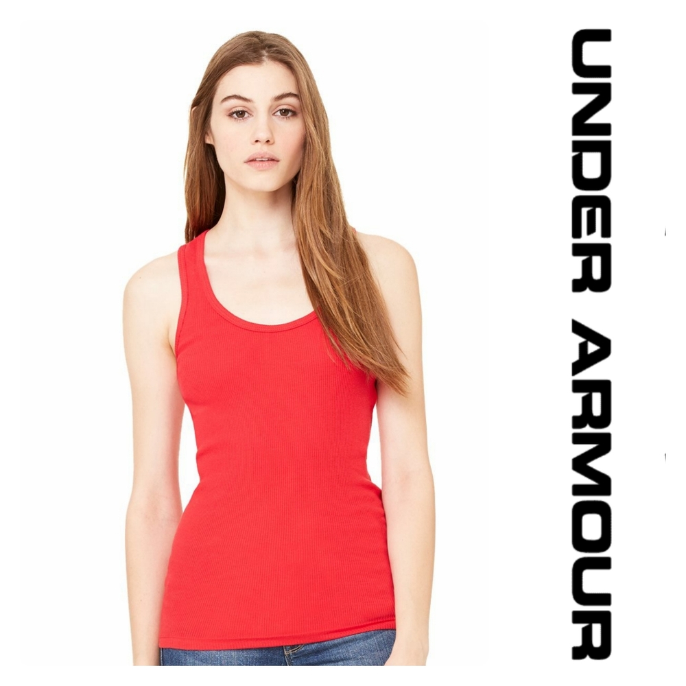Under Armour Ribbed Tech Red Neon Tank Top
